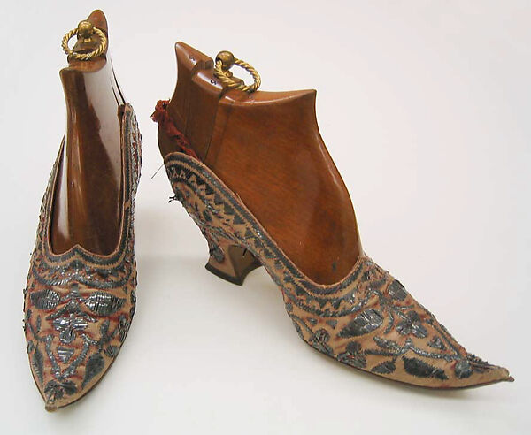 Pumps, Pierre Yantorny (Italian, 1874–1936), leather, silk, metallic, French 