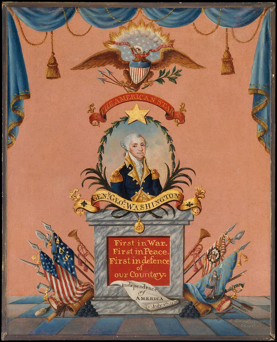 The American Star (George Washington), Frederick Kemmelmeyer (ca. 1755–1821), Oil and gold leaf on paper, American 