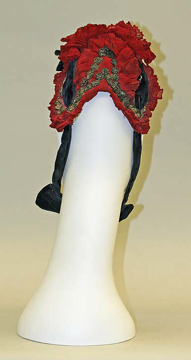 Bonnet, silk, glass, French