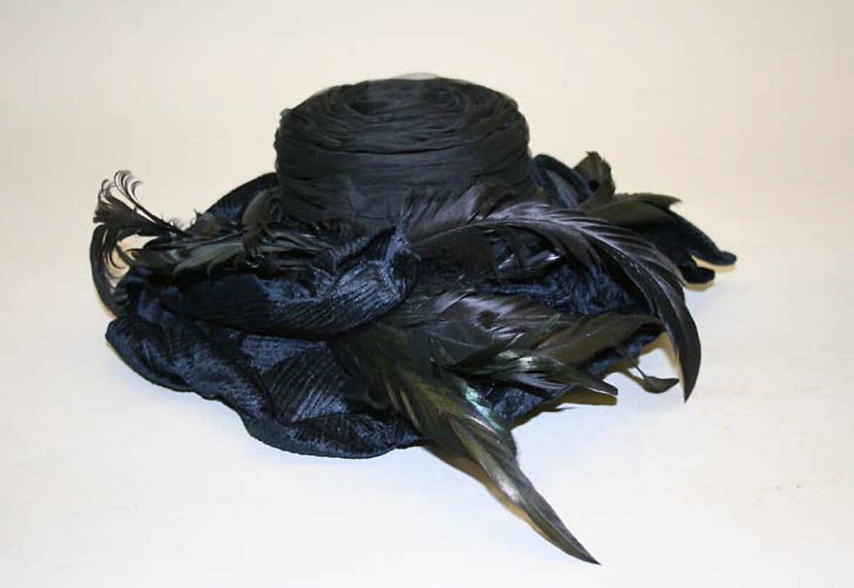 Hat, silk, feathers, American or European 