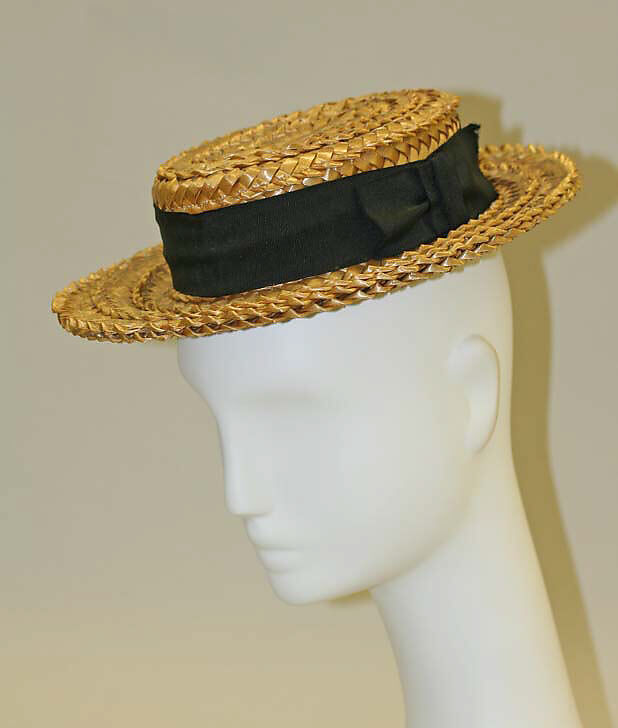 Boater, straw, silk, British 