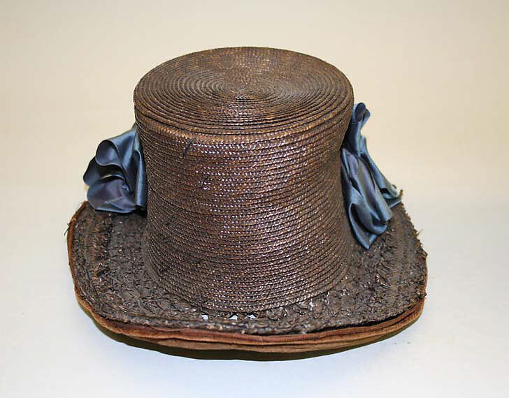 Hat, straw, silk, American 