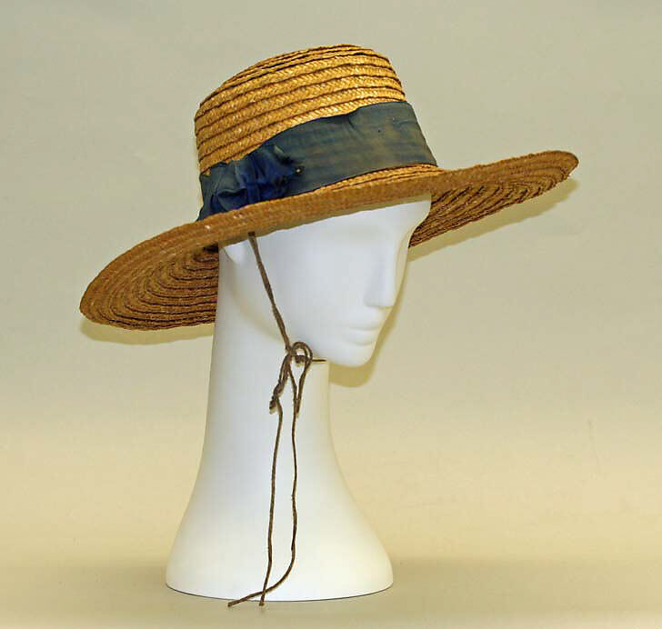 Hat, straw, silk, American 