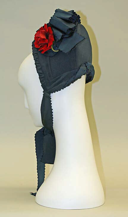 Bonnet, wool, silk, American