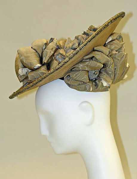 Hat, straw, silk, American