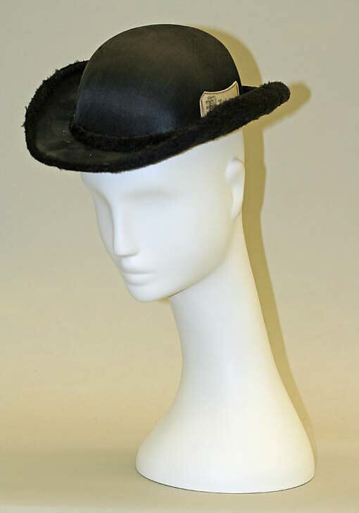 Riding hat, silk, cotton, British 