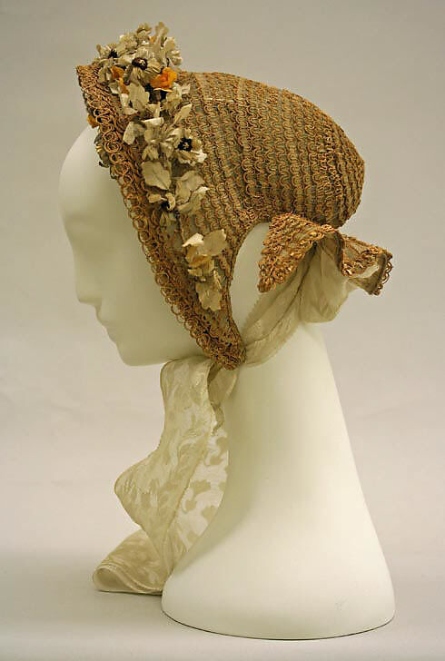 Bonnet, straw, horsehair, American or European 