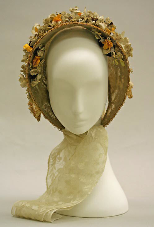 Bonnet, straw, horsehair, American or European