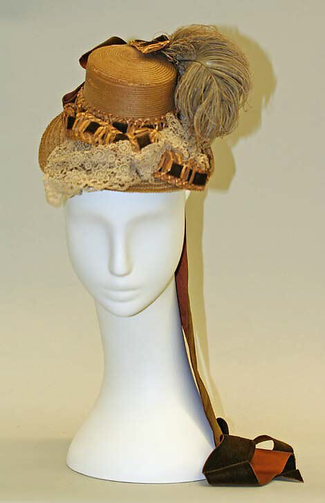 Hat, straw, silk, American 