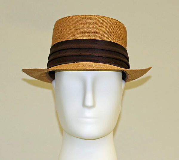 Hat, Brooks Brothers (American, founded 1818), straw, silk, American 