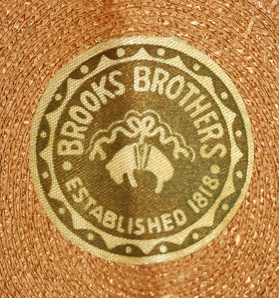 Hat, Brooks Brothers (American, founded 1818), straw, silk, American