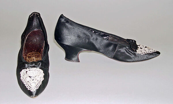 Shoes, Hook, Knowles &amp; Co. (British), silk, leather, cotton, British 