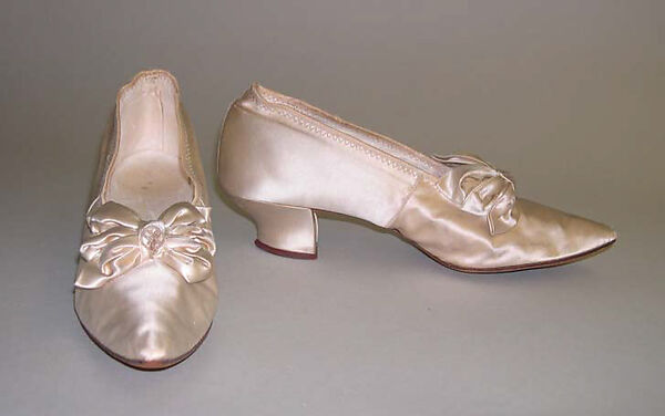 Wedding shoes, Alfred J. Cammeyer (American, founded New York, active 1875–1930s), leather, silk, American 