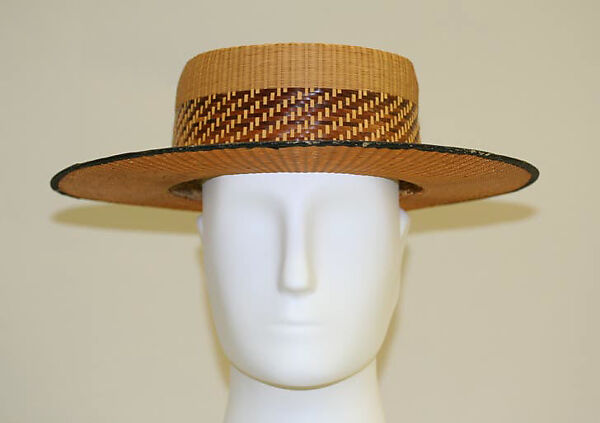 Boater, straw, cotton, American 