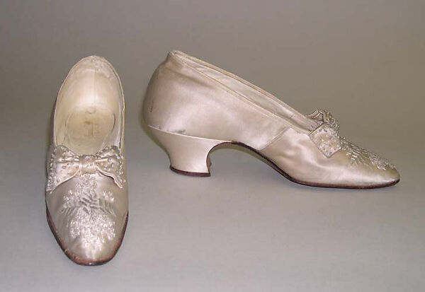 Slippers, silk, glass, American 