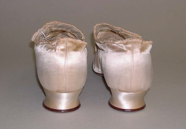 Wedding slippers, silk, leather, metal, American