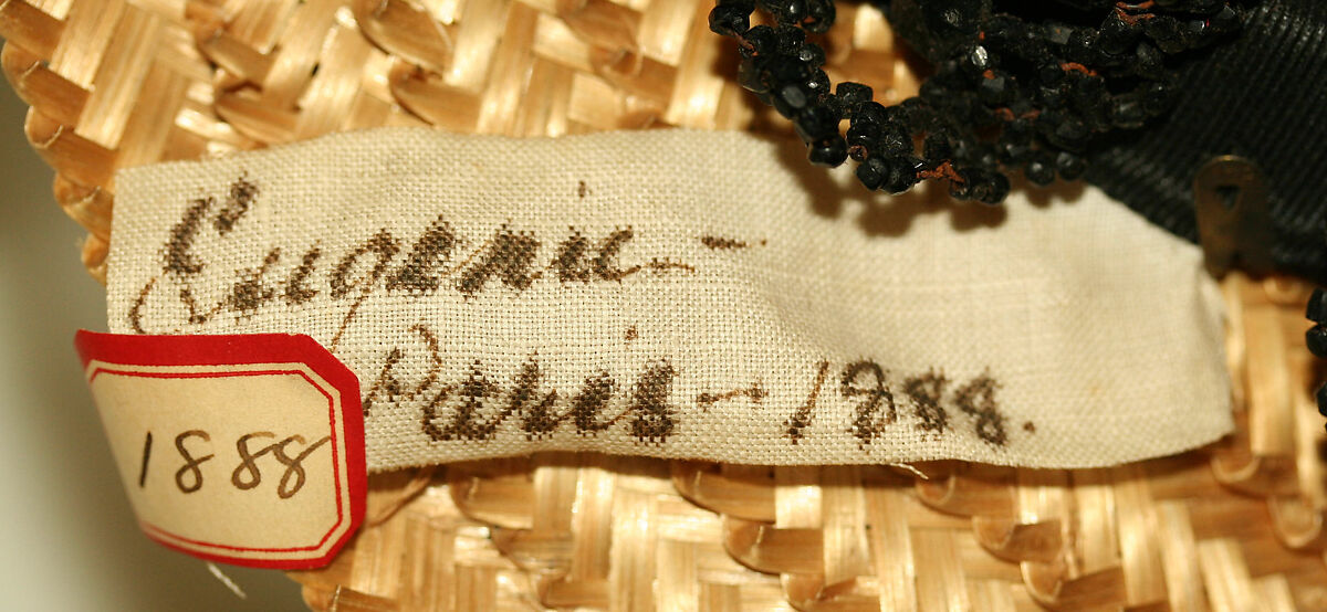 Bonnet, beads, straws, wire, French