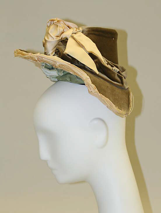 Hat, silk, cotton, metal, American