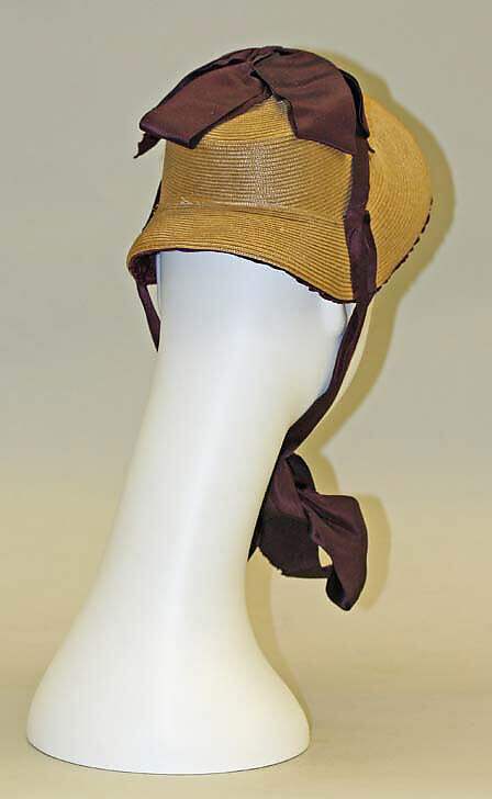 Promenade bonnet, straw, silk, American