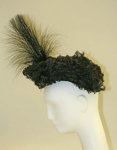 Tricorne, silk, wire, feathers, French 