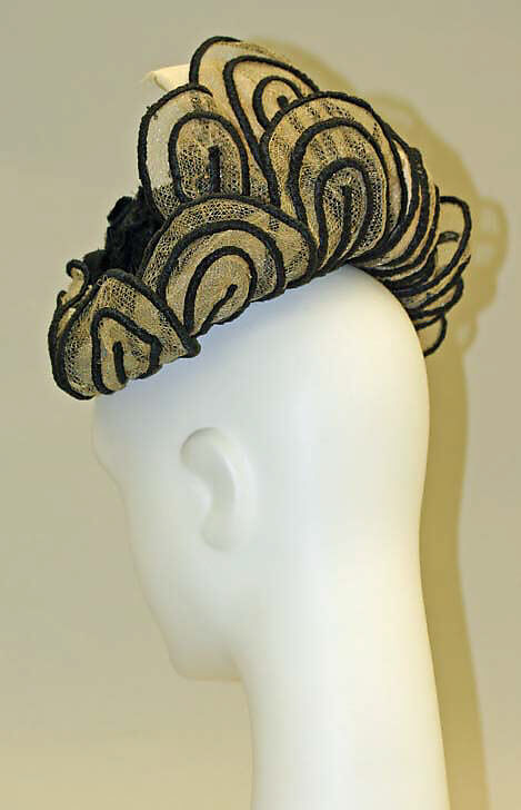 Hat, horsehair, silk, jet, American