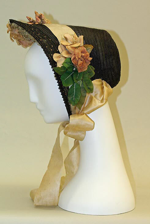 Bonnet, silk, horsehair, American 