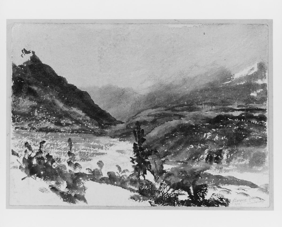 Mountain Landscape, Lombardy, Attributed to John Frederick Kensett (American, Cheshire, Connecticut 1816–1872 New York), Watercolor and graphite on white wove paper, American