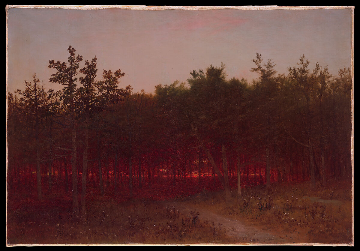 Twilight in the Cedars at Darien, Connecticut, John Frederick Kensett (American, Cheshire, Connecticut 1816–1872 New York), Oil on canvas, American