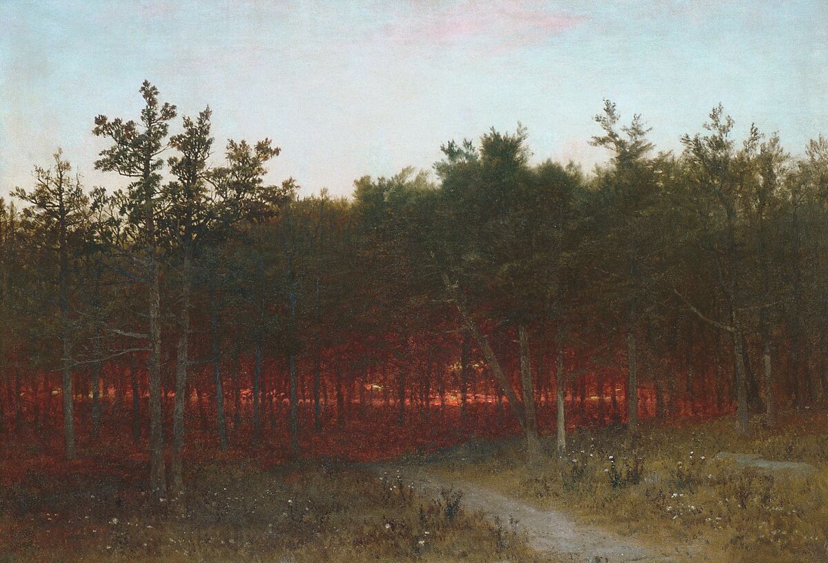 Twilight in the Cedars at Darien, Connecticut, John Frederick Kensett  American, Oil on canvas, American