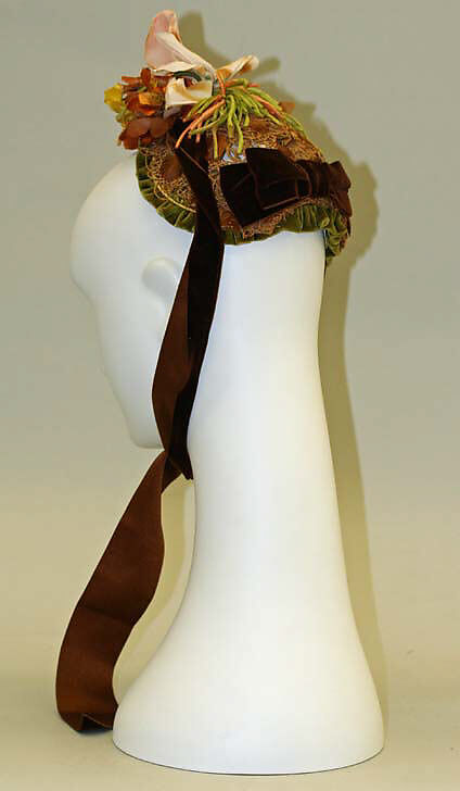 Bonnet, silk, straw, American