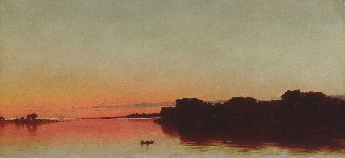 Twilight on the Sound, Darien, Connecticut, John Frederick Kensett (American, Cheshire, Connecticut 1816–1872 New York), Oil on canvas, American 