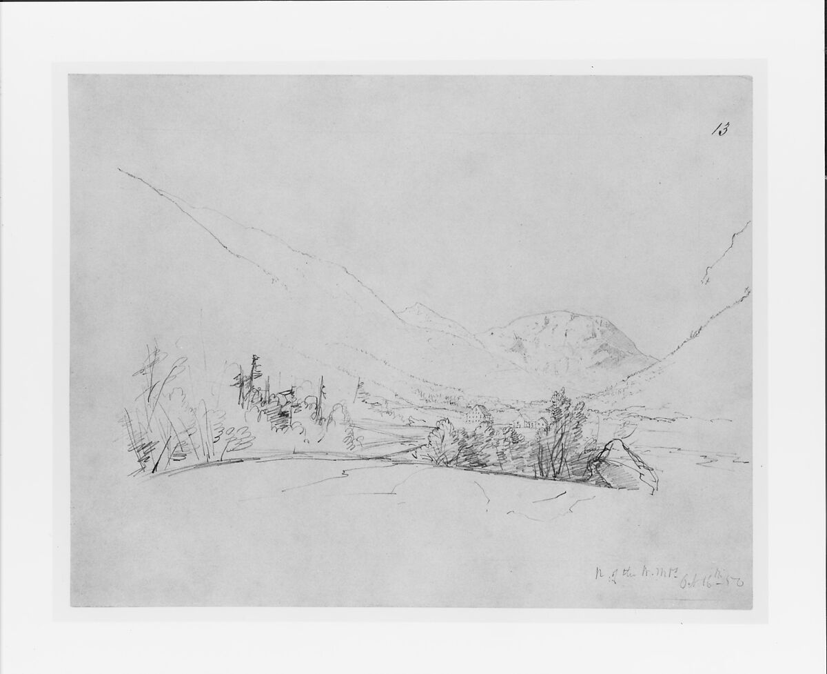North of the White Mountains, John Frederick Kensett (American, Cheshire, Connecticut 1816–1872 New York), Graphite on blue wove paper, American