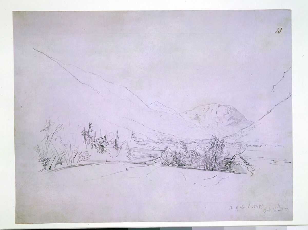 North of the White Mountains, John Frederick Kensett (American, Cheshire, Connecticut 1816–1872 New York), Graphite on blue wove paper, American
