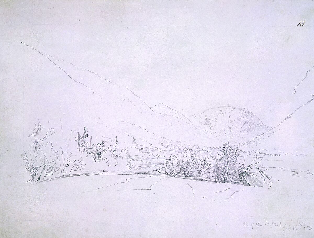 North of the White Mountains, John Frederick Kensett (American, Cheshire, Connecticut 1816–1872 New York), Graphite on blue wove paper, American