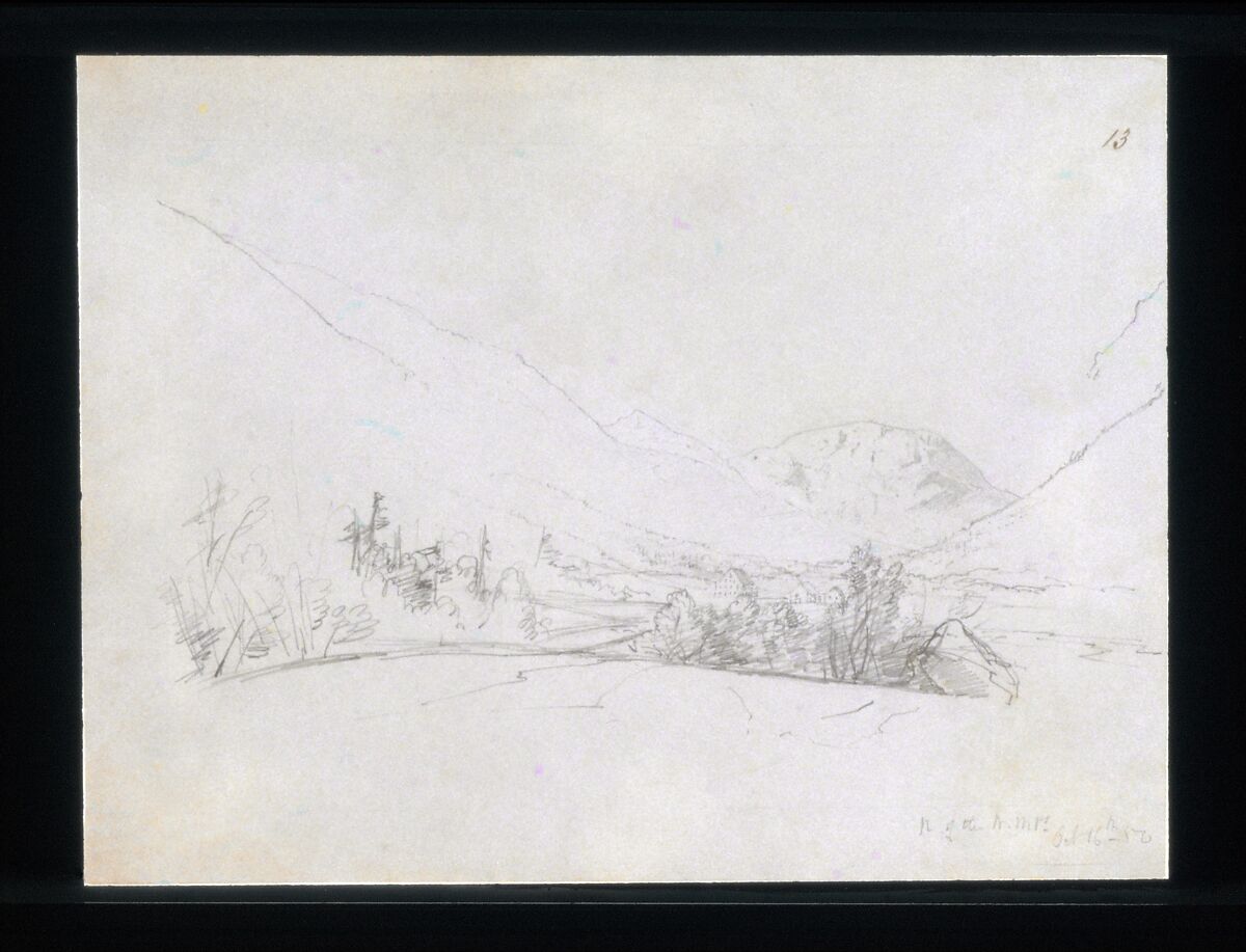 North of the White Mountains, John Frederick Kensett (American, Cheshire, Connecticut 1816–1872 New York), Graphite on blue wove paper, American