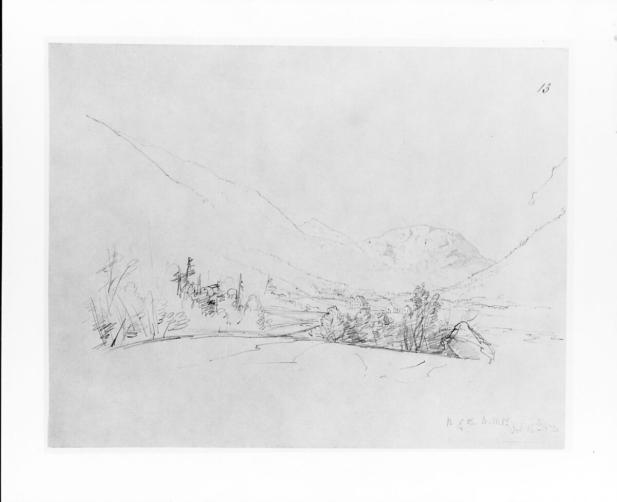 North of the White Mountains, John Frederick Kensett (American, Cheshire, Connecticut 1816–1872 New York), Graphite on blue wove paper, American