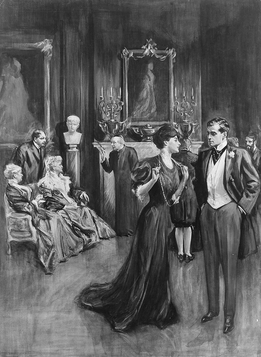 Parlor Scene, Alonzo Myron Kimball (American, 1874–1923), Tempera on paper, American 
