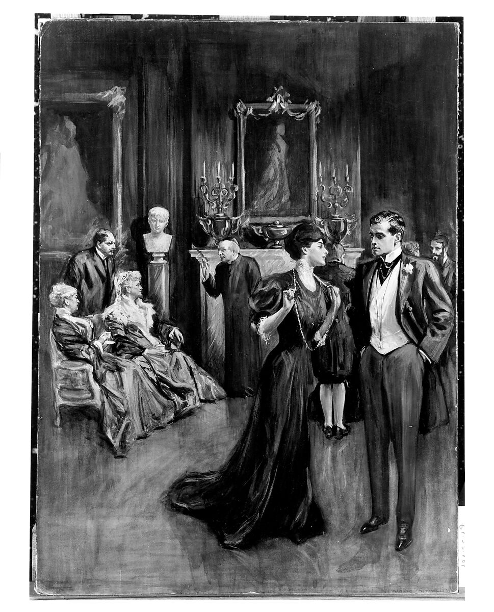 Parlor Scene, Alonzo Myron Kimball (American, 1874–1923), Tempera on paper, American