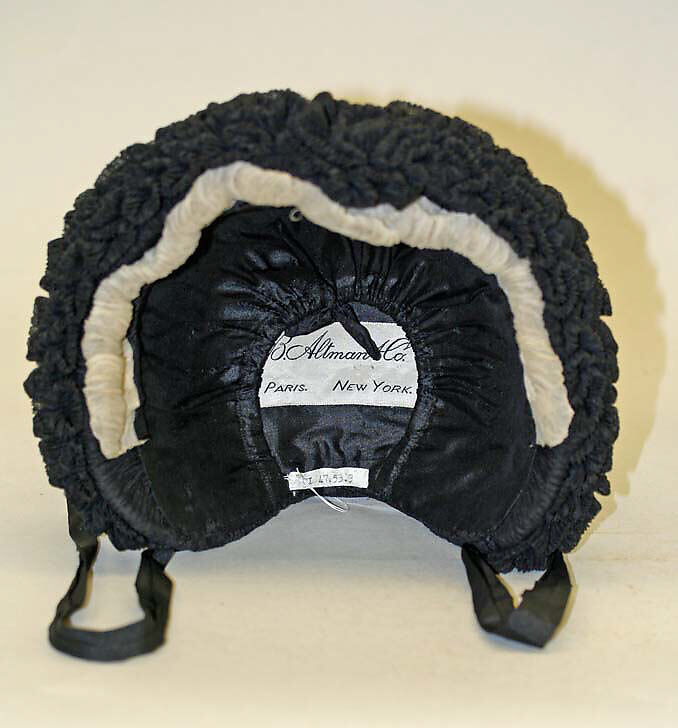 Mourning bonnet, silk, American 