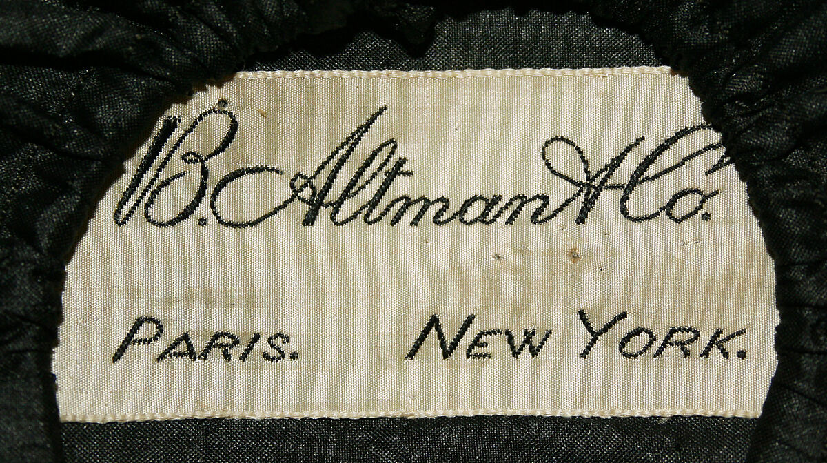 Mourning bonnet, B. Altman &amp; Co. (American, 1865–1990), silk, American