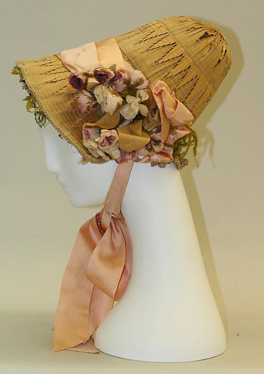 Bonnet, straw, silk, American 