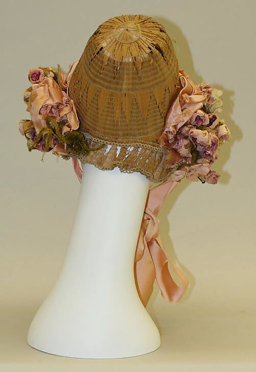 Bonnet, straw, silk, American