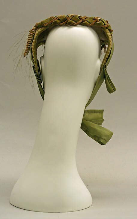 Bonnet, horsehair, silk, probably American