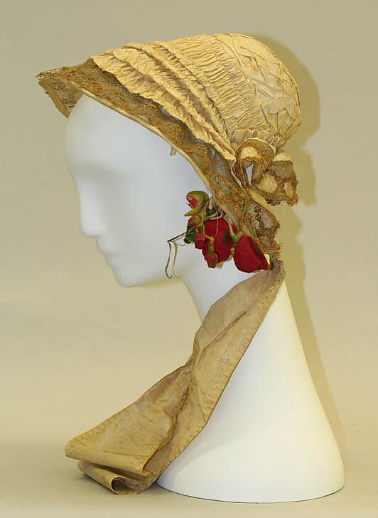 Poke bonnet, silk, American or European 