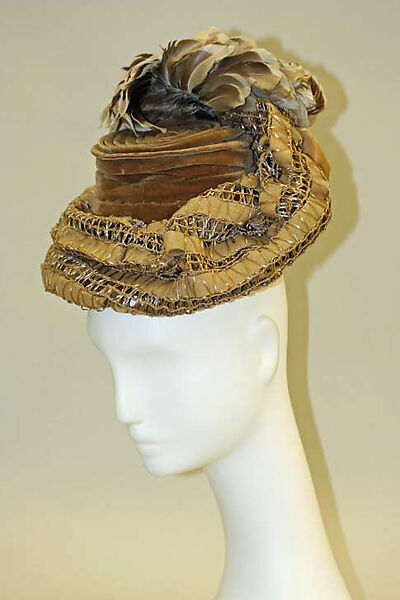 Hat, wool, silk, feathers, American 