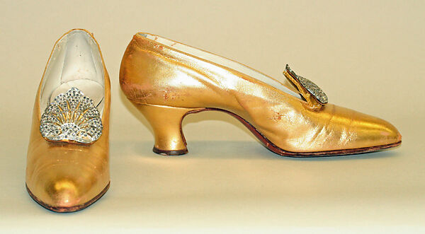 Evening slippers, J. &amp; J. Slater (American), leather, wood, metal, American 