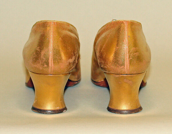 Evening slippers, J. &amp; J. Slater (American), leather, wood, metal, American