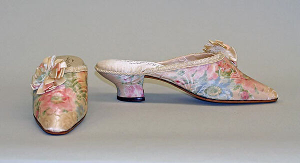 Mules, Lord &amp; Taylor (American, founded 1826), silk, leather, wood, American 
