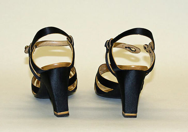 Evening sandals, Netch and Frater (French), silk, leather, metal, glass, French
