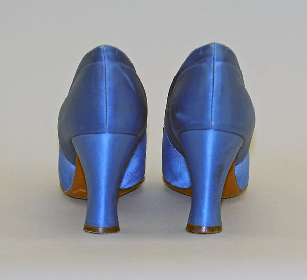 Evening pumps, Fenton Footwear, silk, glass, metal, leather, American